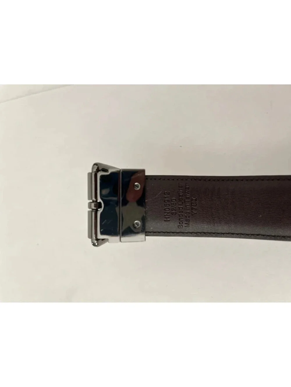 Penguin Black/Brown Leather Belt Dress Silver Buckle Men's 32/80
